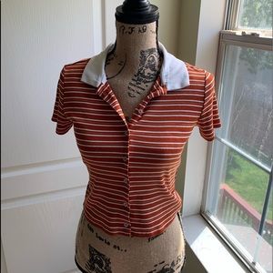 Petite Burnt orange button down collared shirt